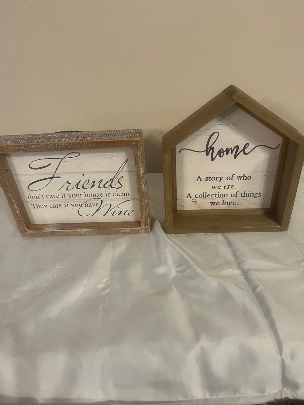 Kirklands White and Brown 'Home' and 'Friends' Wooden Frame Pair